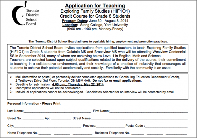 TDSB - Teacher Application